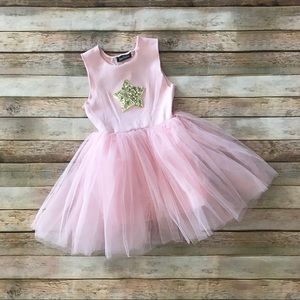 Girls sleeveless pink dress with tulle